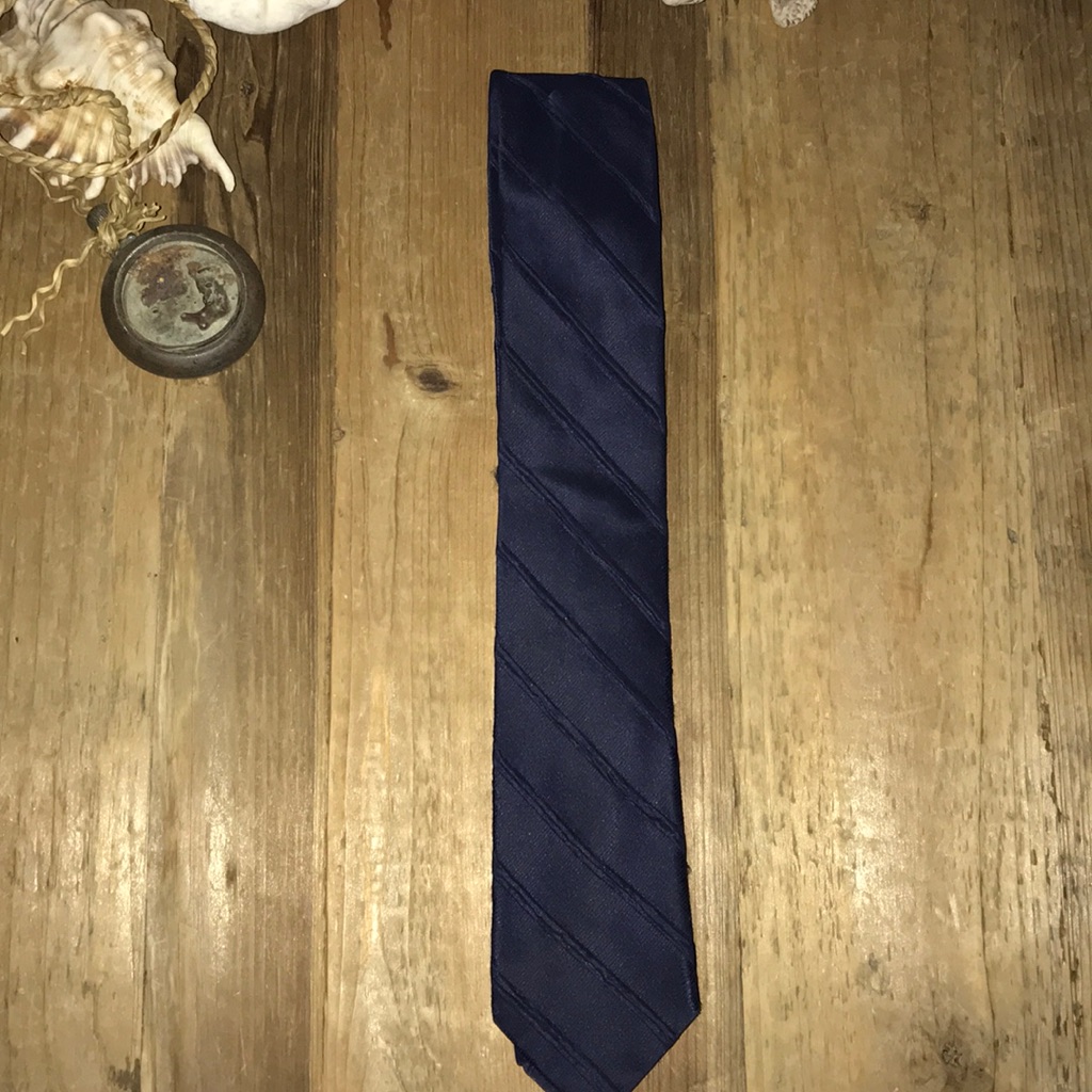 Solid Navy Tie Euc! Partly Silk